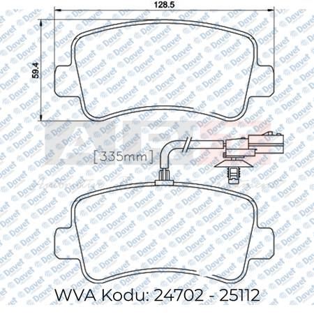 ART A02.2191 Fren Balatasi Arka Wva 25112 Tek Teker Movano 10-> Master Iii 10->Ikaz Kablolu
